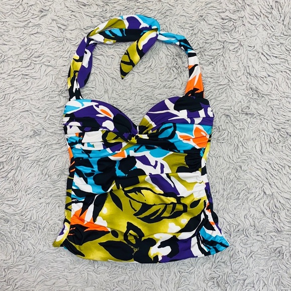 Miraclesuit Floral Halter Tankini Swimsuit Swim Top 6 - Picture 2 of 6